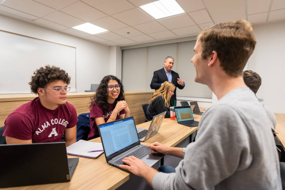 Alma College students engaged in class