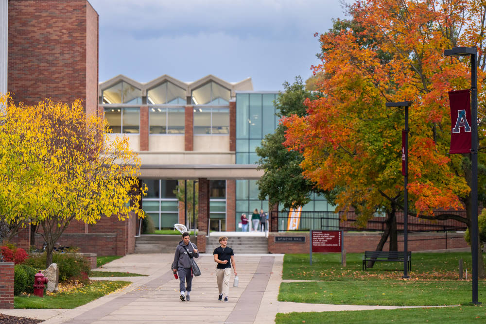 Alma College - students walking to practice